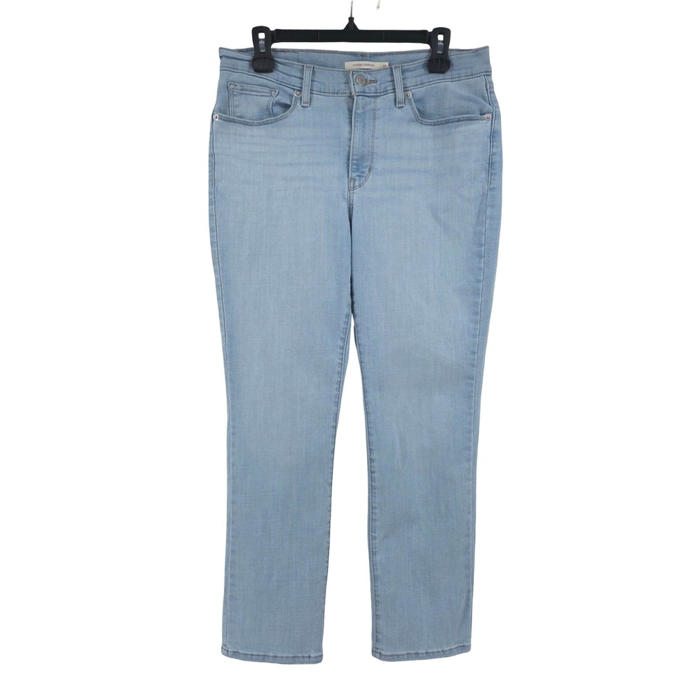 Levis Jeans 10S Classic Straight Mid Rise Stretch Denim Light Wash Blue 10 Short